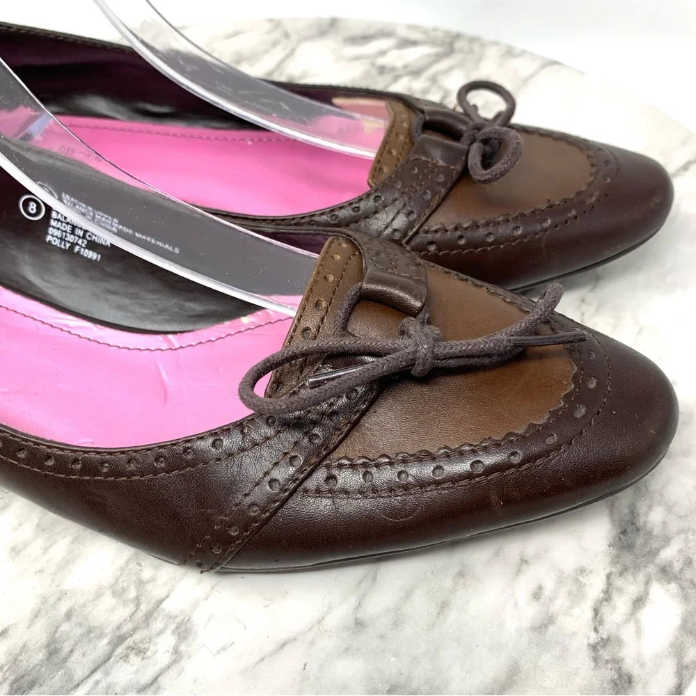 VTG Isaak Mizrahi For Target Polly Brown Leather Oxford Bow Flats 8 Heritage
